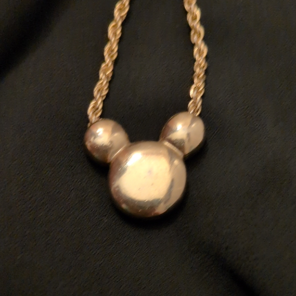 Disney Gold Plated Mickey Mouse Solid Bubble Pend… - image 1